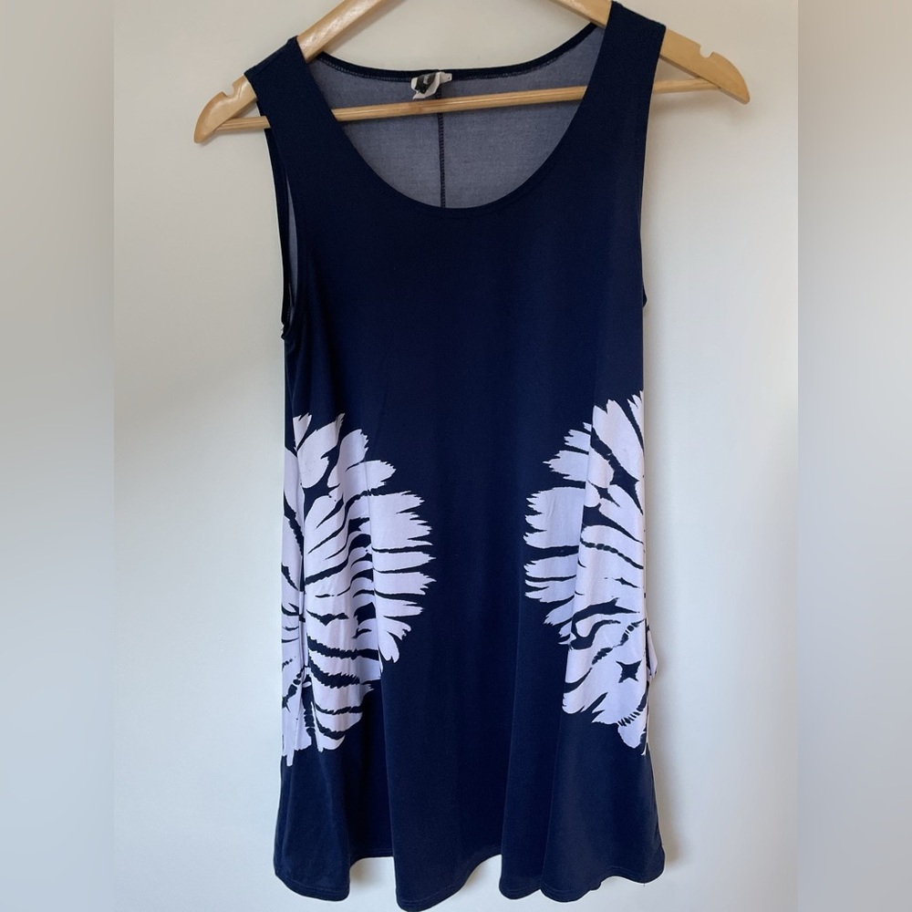 Yahada. Navy and White Tie Dye Dress with Pockets! Size Medium.